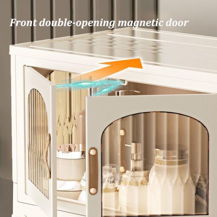75 Gallon Stackable Storage Bins with Lids, Wheels & Magnetic Doors - Foldable Open Front Cabinet Organizer for Home, Pantry, Garage & Office (Beige, 111x40.5x63.5cm) - Perfect for Closet Organization, Toy Storage & Seasonal Decor