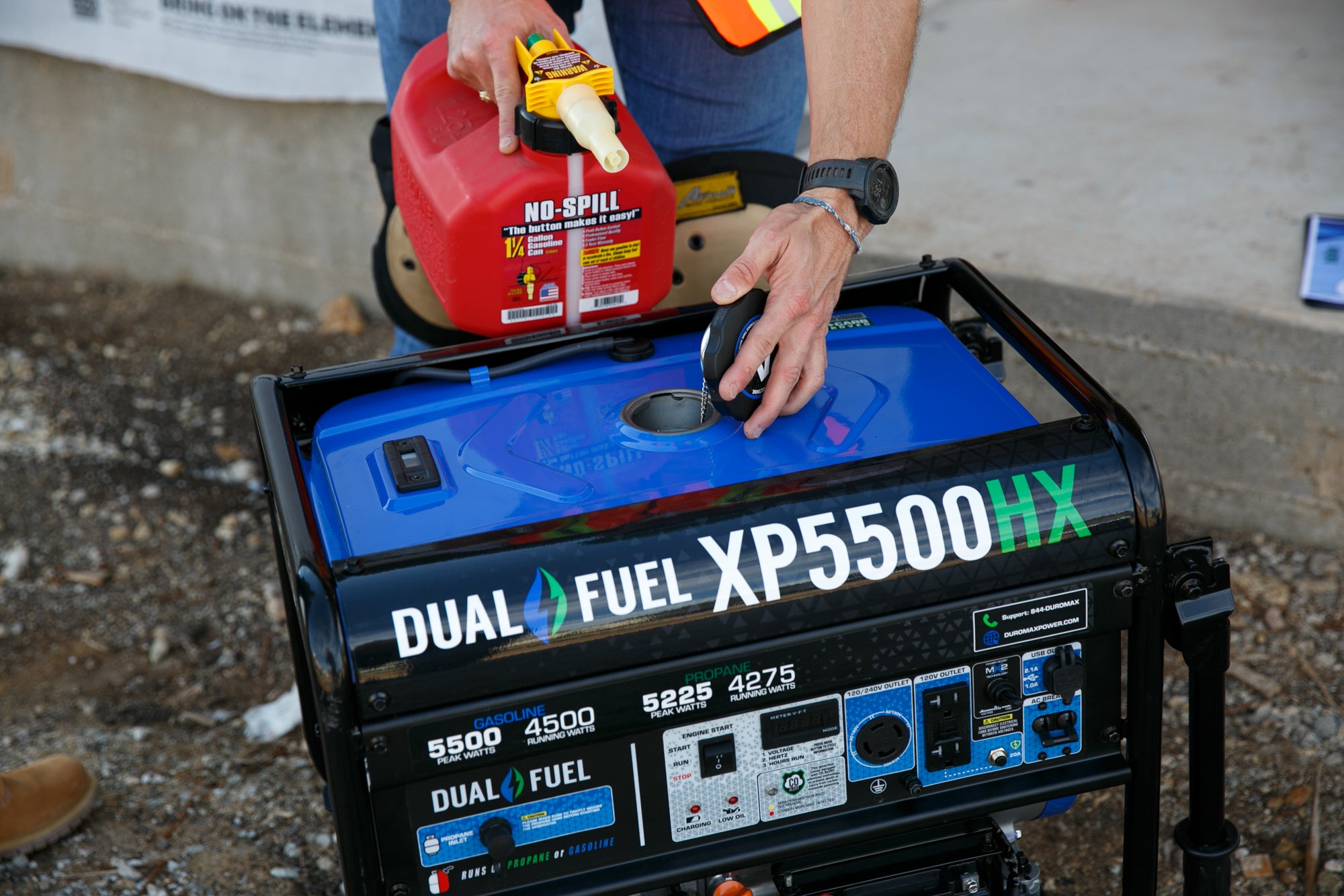 5500W Dual Fuel Portable Generator with CO Alert - Gas & Propane Powered for Camping, RV, Home Backup & Emergency Power