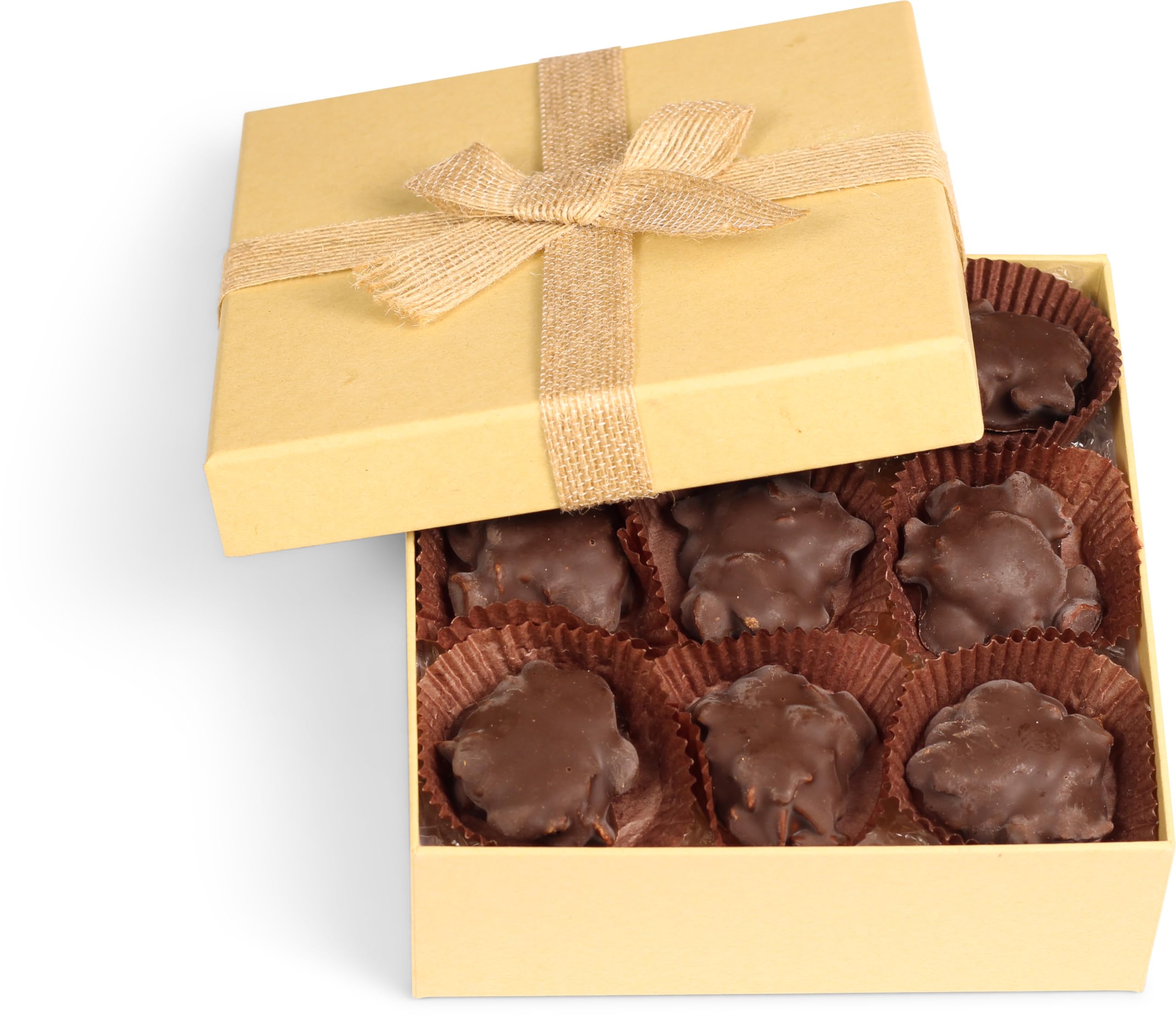 Premium Dark Chocolate Caramel Macadamia Nut Clusters Gift Box - 12oz Vegan & Kosher Gourmet Candy | Holiday Christmas Gifts, Party Favors, Corporate Gifts & Sweet Treats for Chocolate Lovers