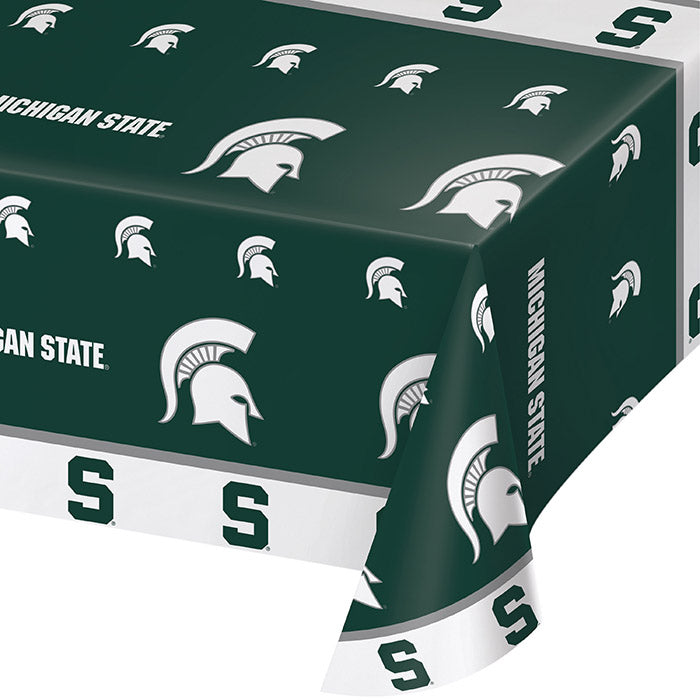 12-Pack Michigan State University Plastic Table Covers - Waterproof, Disposable Party Tablecloths for Game Day, Tailgating & Spartan Themed Events