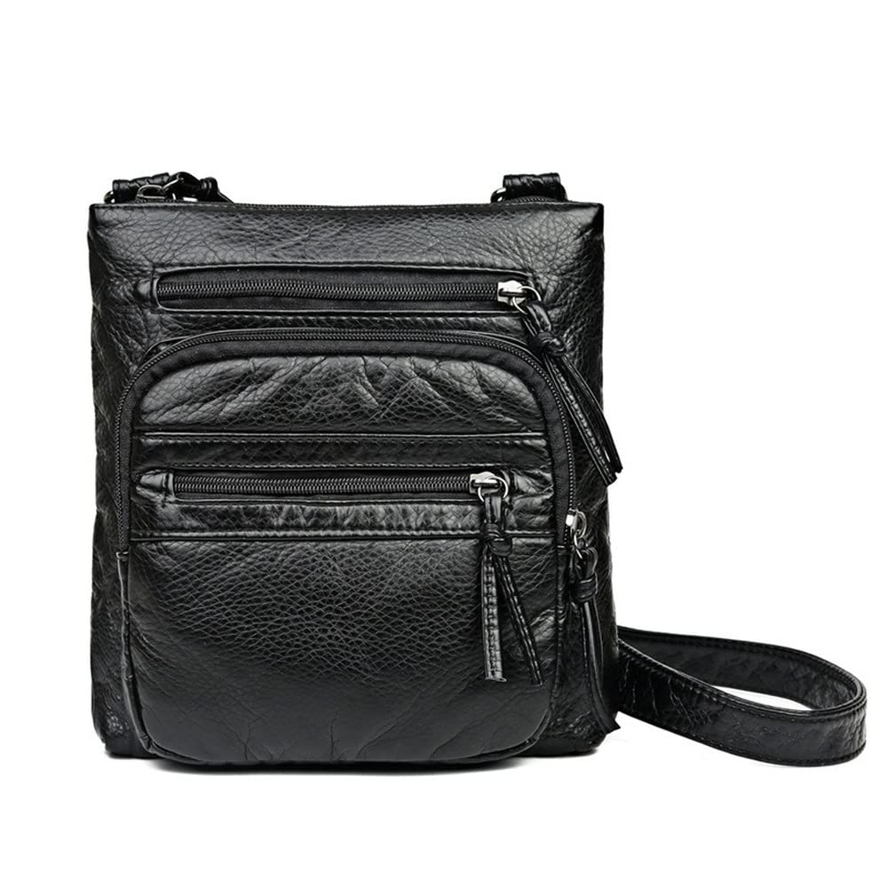 Vintage Soft Leather Crossbody Bag for Women - Multi-Pocket Shoulder Handbag & Small Purse | Perfect for Travel, Shopping & Everyday Use