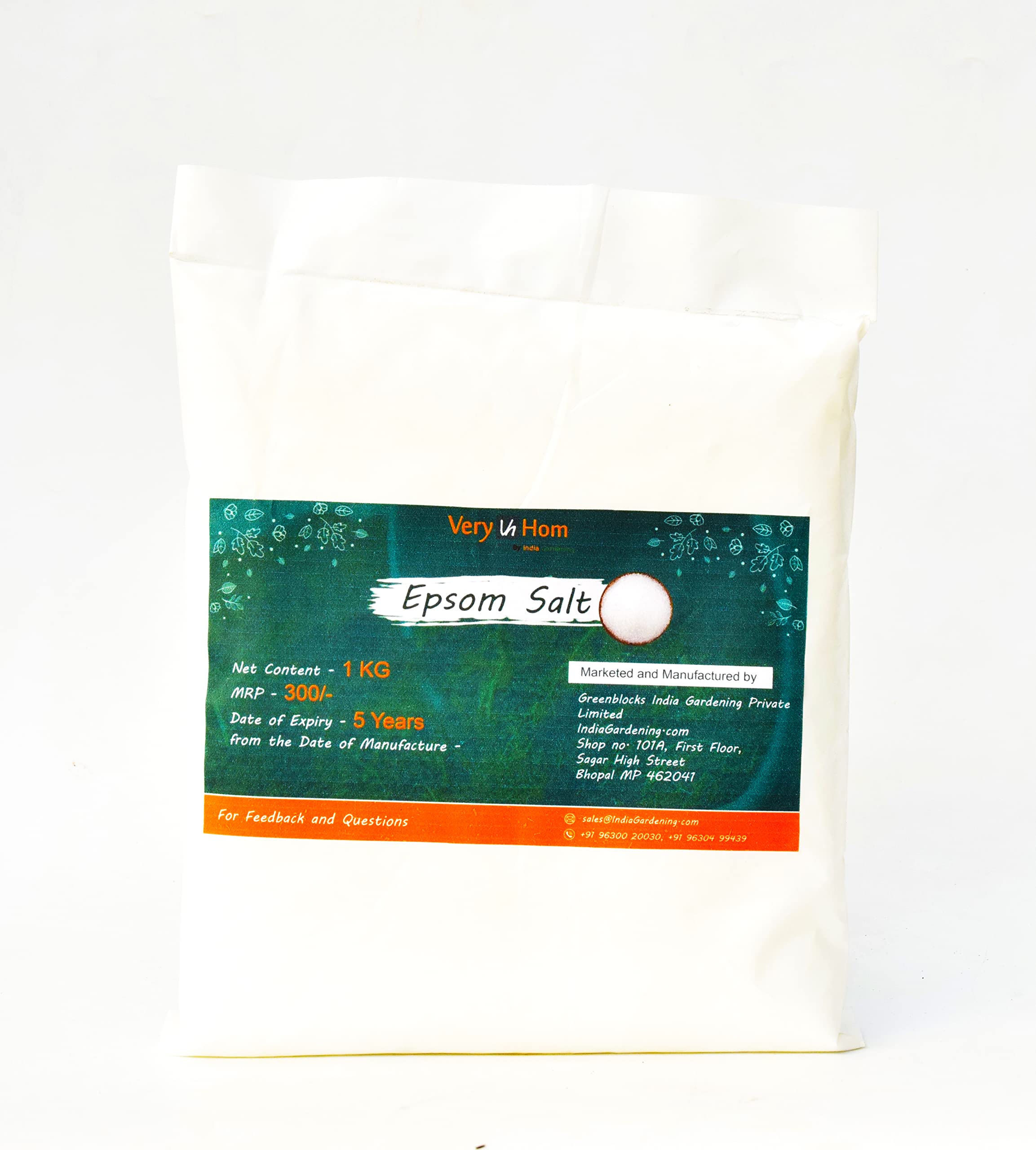 Organic Epsom Salt Magnesium Sulfate Fertilizer for Plants - 1KG | Promotes Healthy Growth & Gardening | Ideal for Houseplants, Vegetables, and Flower Gardens