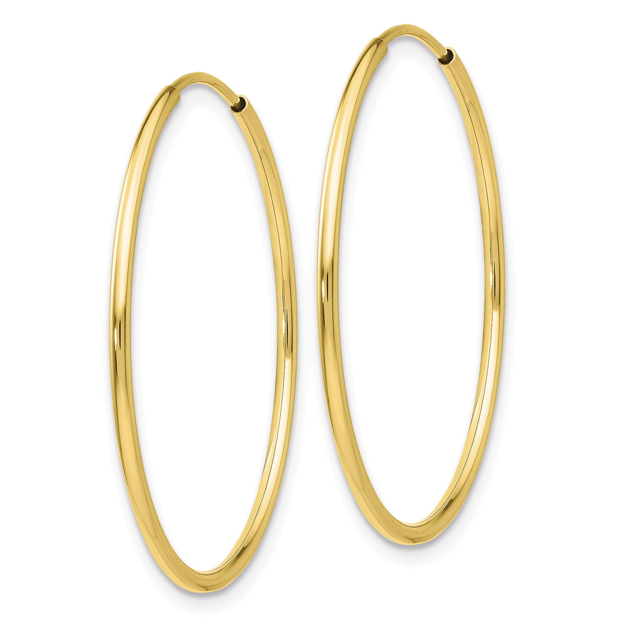10K Yellow Gold Polished Endless Tube Hoop Earrings for Women - Classic Circle Huggie Earrings for Everyday Wear, Gift Giving & Special Occasions