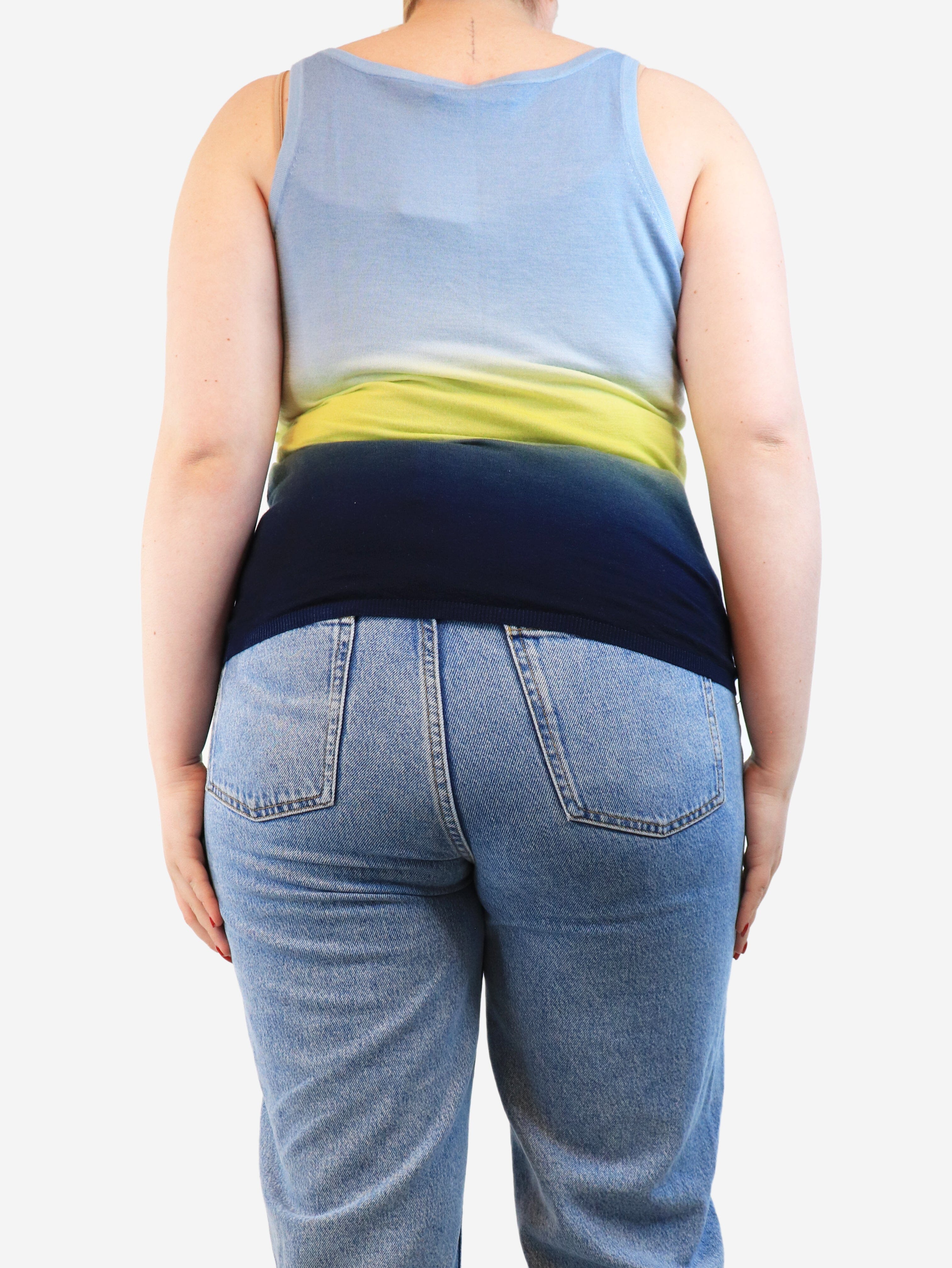 Blue and Yellow Gradient Vest Top - Size M | Trendy Women's Fashion for Casual Wear, Summer Outfits, and Beach Style