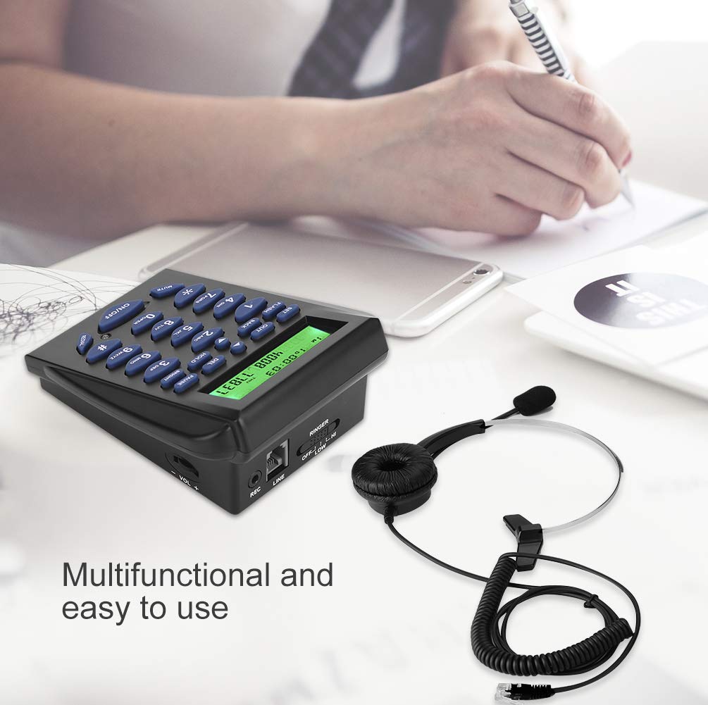 Professional Call Center Dialpad - Multi-Functional Business Phone with Noise Cancellation, DTMF Caller ID Display & Headset Bracket for Office Use | Ideal for Customer Service, Telemarketing & Remote Work
