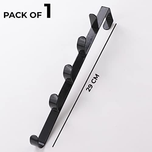 Homestic 5-Tier Over The Door Hanger - Space Saving Clothes & Towel Organizer with Sturdy Iron Spray Coating - Easy No Drill Installation for Bathroom, Bedroom, Closet (3 Pack, Black) - Perfect for Small Spaces & Apartment Living