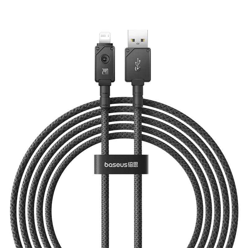 Baseus Unbreakable 2m Fast Charging USB to Lightning Cable 2.4A - Black | Durable Charger for iPhone, iPad - Perfect for Home, Office & Travel