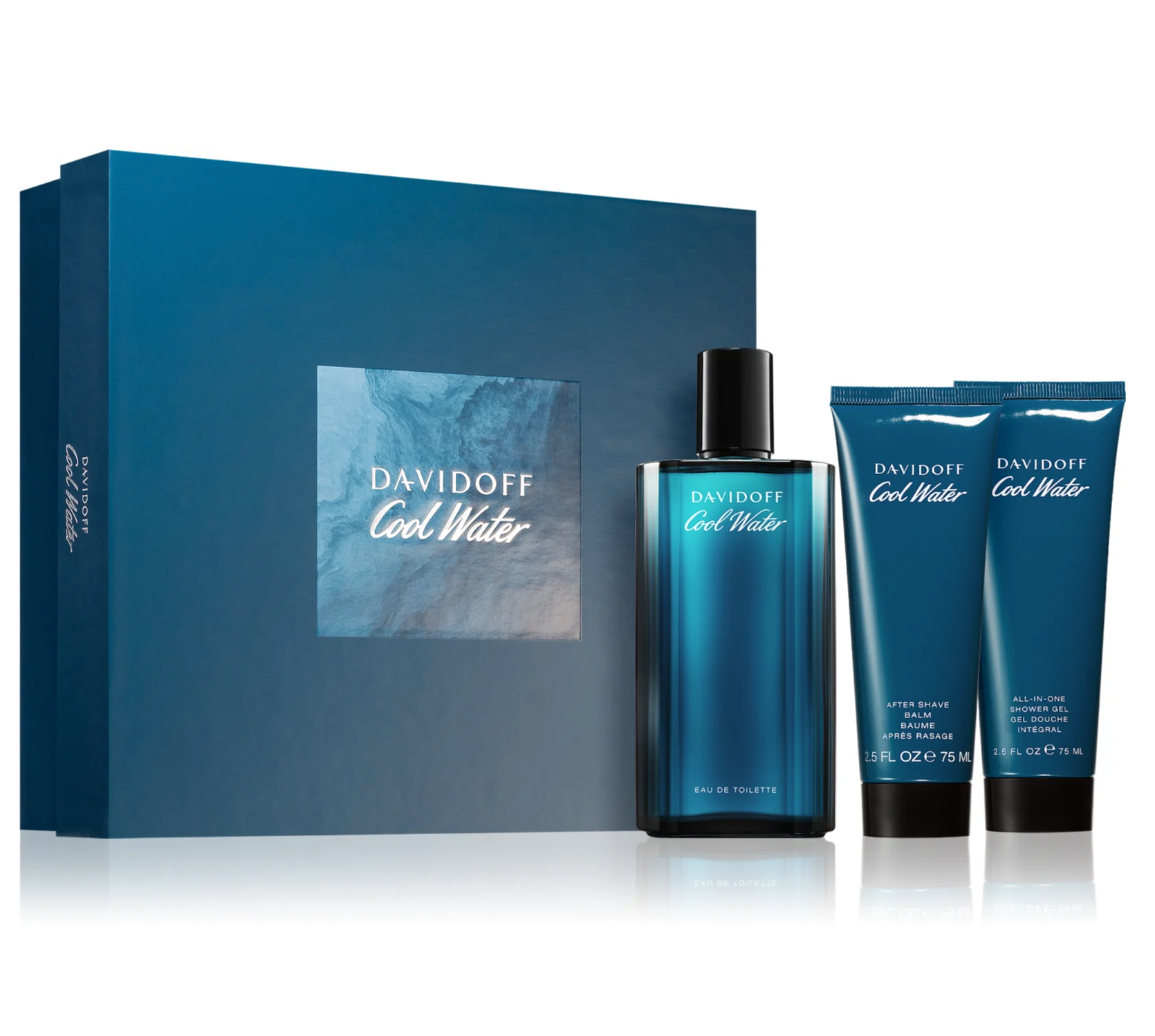 Davidoff Cool Water Men's 3-Piece Gift Set - 125ML EDT Spray, 75ML After Shave Balm & 75ML Shower Gel | Perfect for Gifts, Travel & Daily Fragrance Routine