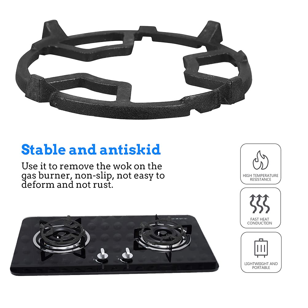 2-Pack Heavy Duty Cast Iron Gas Stove Bracket - Universal Wok Support Ring & Burner Grate for Secure Cooking - Perfect for Stir-Frying, Deep Frying & Outdoor Camping Stoves