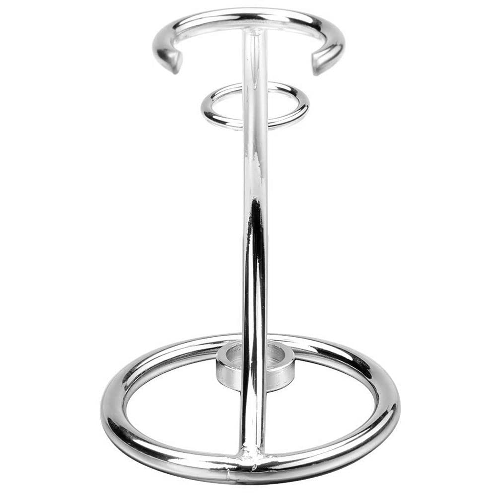 Zinc Alloy Shaving Stand - Safety Razor & Brush Holder for Bathroom Storage (Silver)