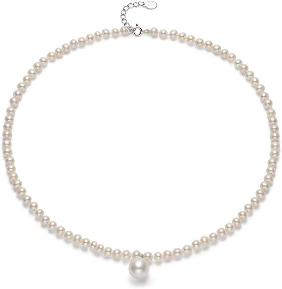 YANMAN Personalized Pearl Necklace for Women - 4-5mm Round Bead Clavicle Chain with Silver Buckle, Handmade Fashion Jewelry | Perfect for Date Night, Office Wear & Special Occasions