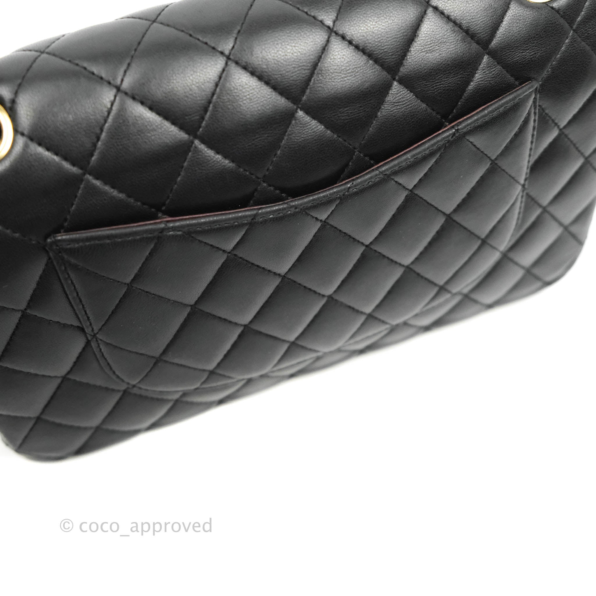 Chanel Classic M/L Medium Double Flap Bag - Black Lambskin Leather with Gold Hardware | Luxury Designer Handbag for Women, Perfect for Work, Evening Events & Special Occasions