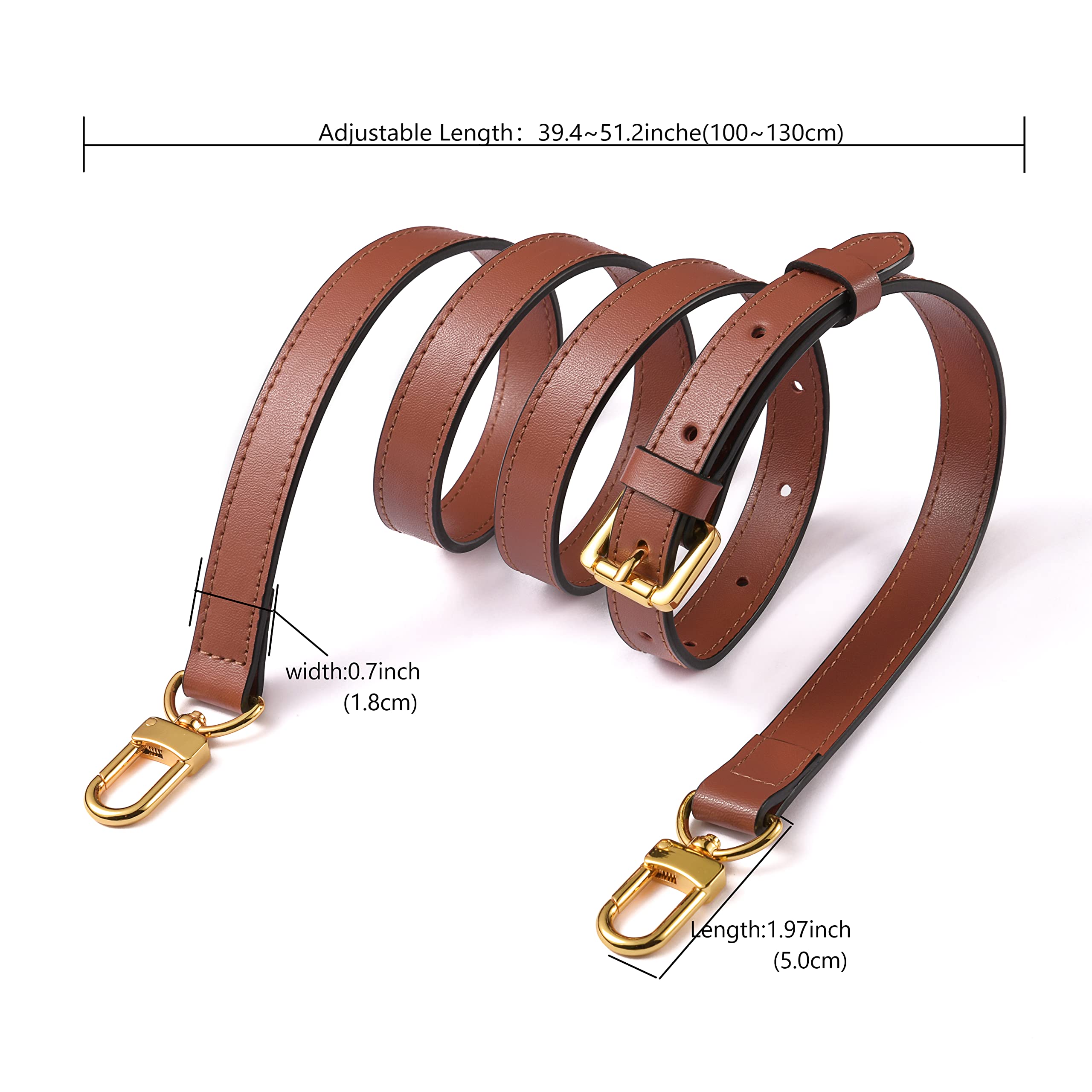 GOXTECH Genuine Vachetta Leather Adjustable Crossbody Strap for Women's Handbags - Caramel Brown | Perfect for Everyday Use, Travel & Fashion Accessories