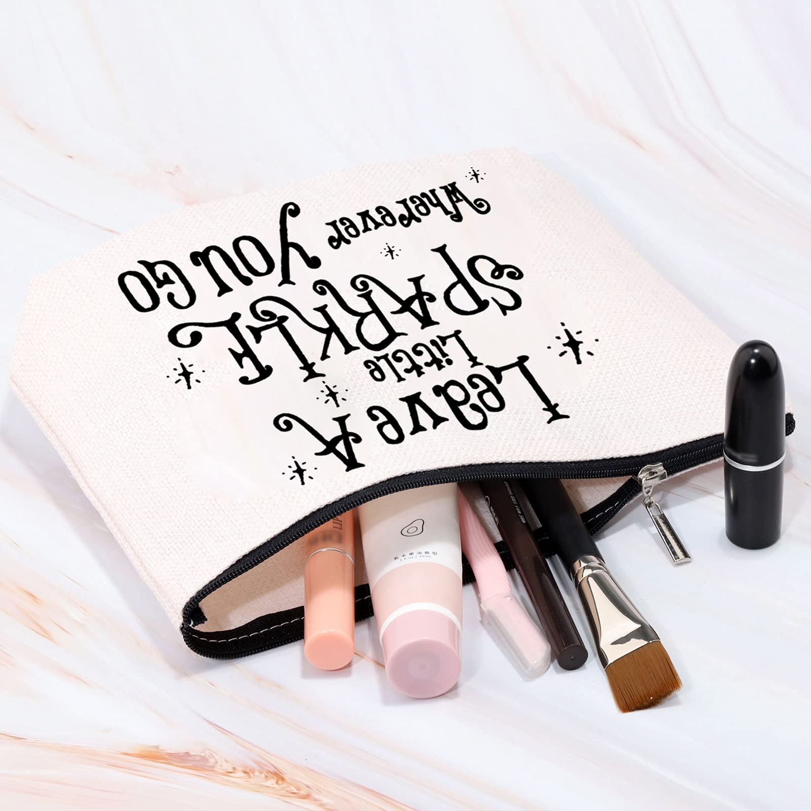 Sparkle Cosmetic Bag - Stylish Travel Makeup Organizer with Inspirational Quote, Perfect Gift for Women | Great for Travel, Gym & Everyday Use