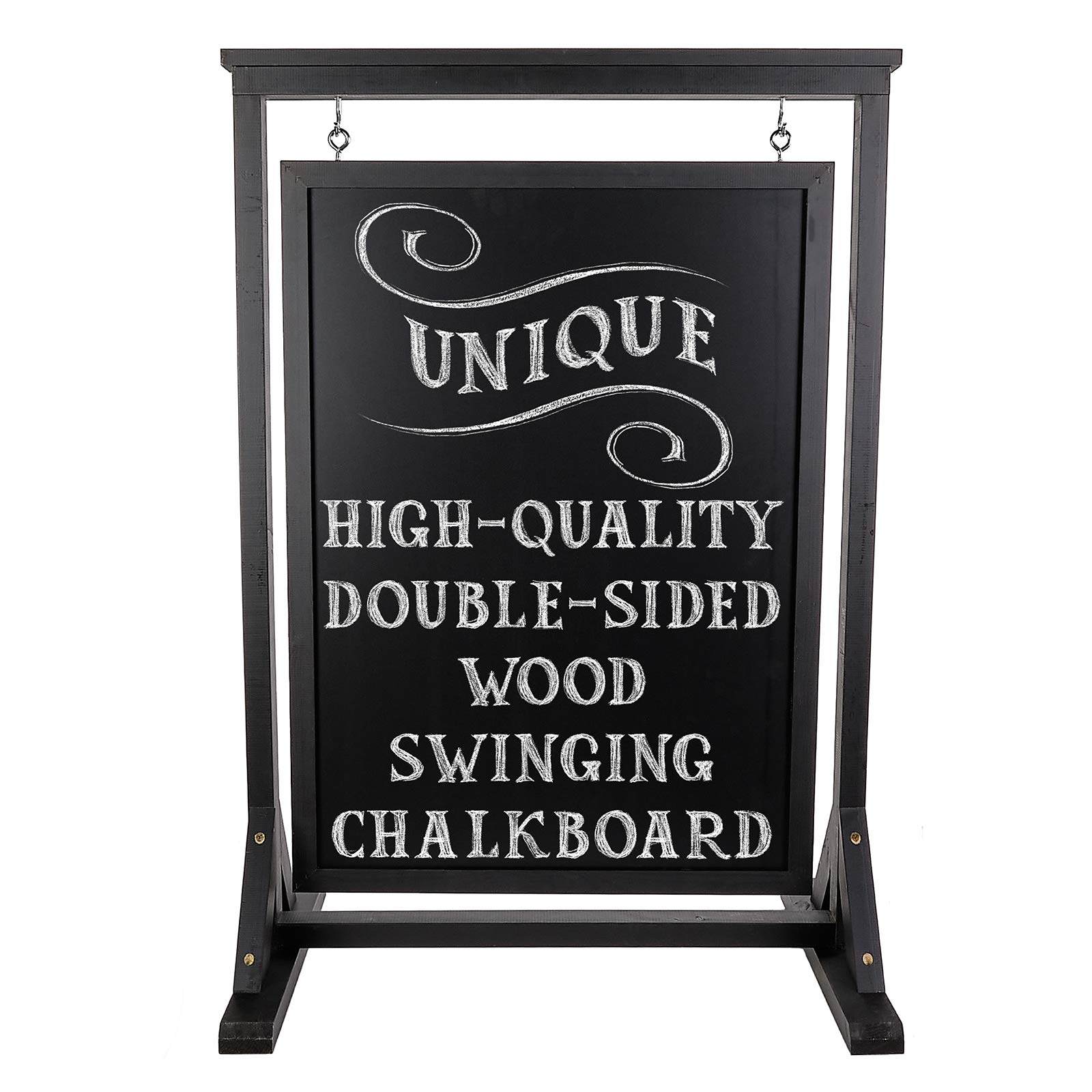 Handmade Black Wooden Chalkboard Sign - Double Sided Sidewalk Message Board for Restaurants & Stores | Reusable with Chalk or Liquid Markers | Durable Alternative to A-Frame & Sandwich Board Signs | Perfect for Daily Specials, Events & Outdoor Advertising