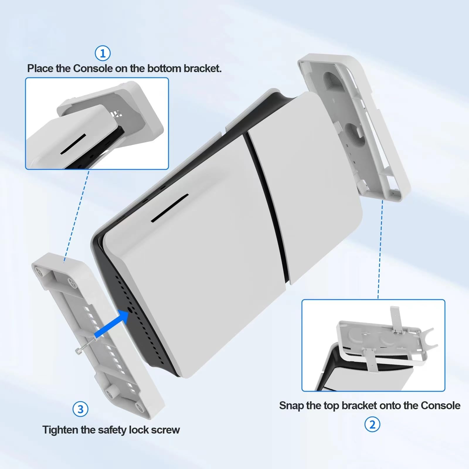 ECHZOVE PS5 Slim Stand - 2-in-1 Horizontal & Vertical Cooling Base for PlayStation 5 Slim Console (Disc/Digital Edition) - White - Perfect for Gaming Setup & Living Room Organization