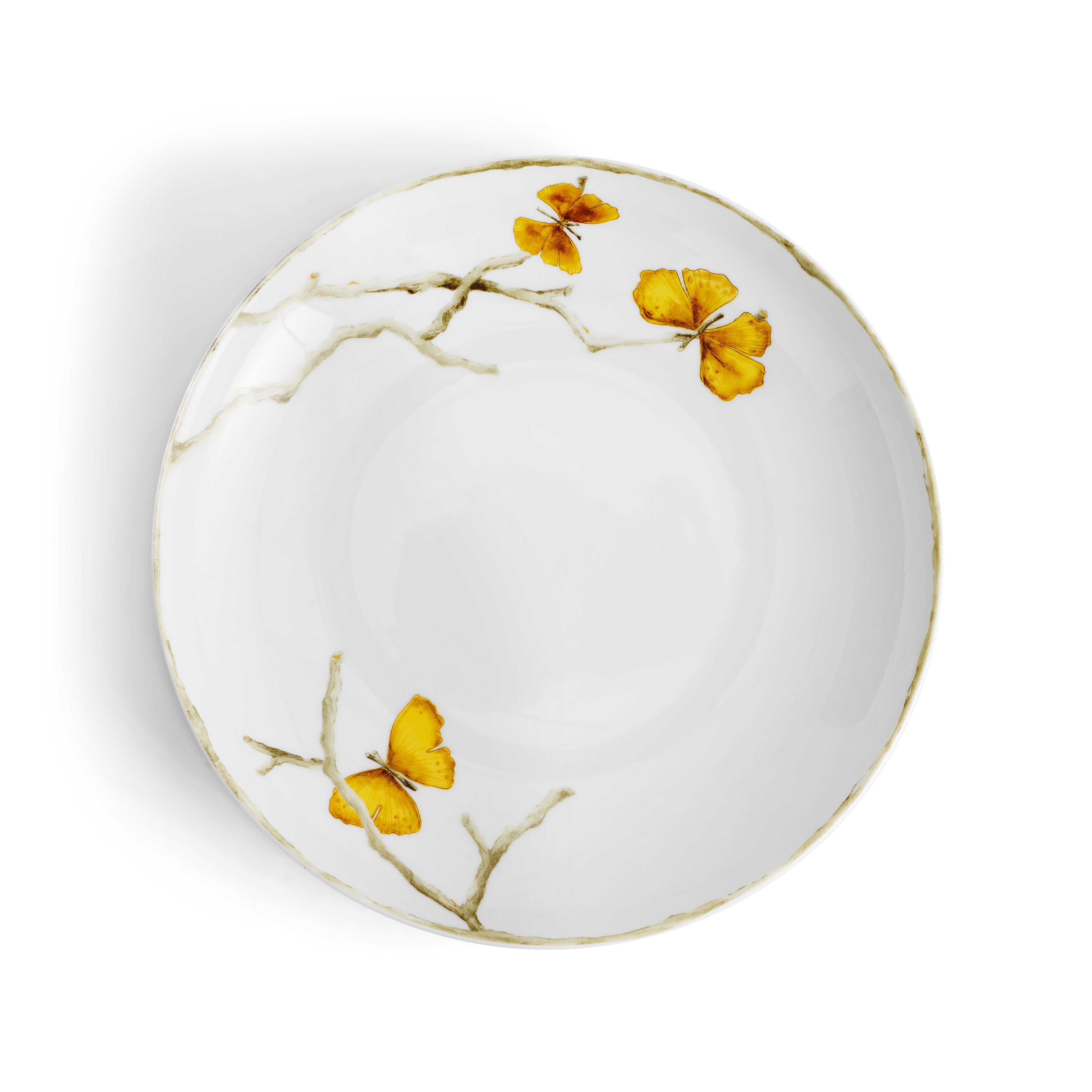 Butterfly Ginkgo Gold Dinnerware Set - Elegant Porcelain Plates, Bowls & Cups for Fine Dining, Wedding, and Special Occasions
