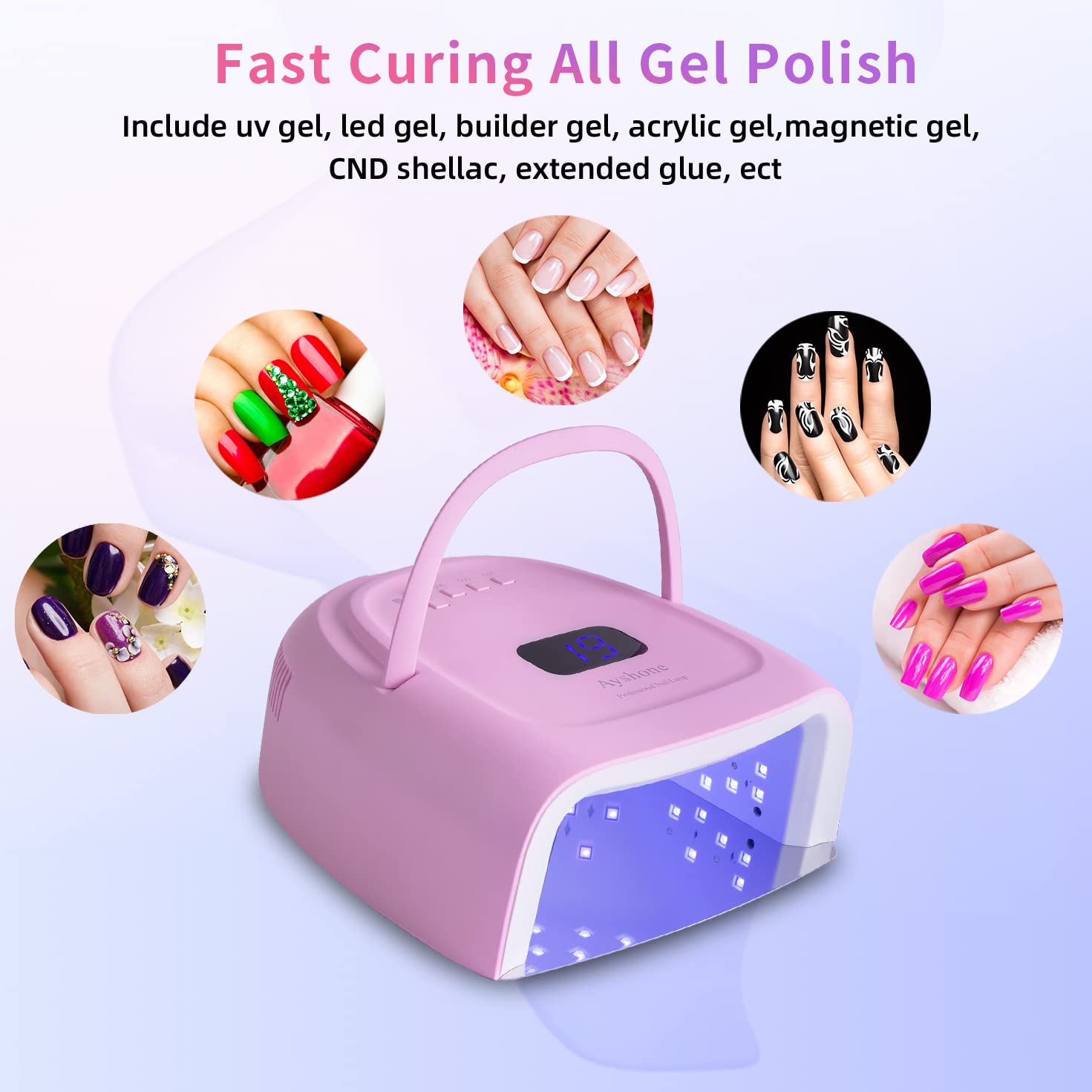 60W Rechargeable LED Gel Nail Lamp - Cordless UV LED Nail Light Dryer with Touch Sensor & LCD Screen for Salon & Home Manicure | Perfect for Gel Polish Curing & Nail Art Drying