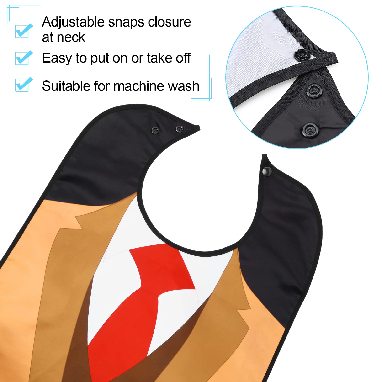SATINIOR 6 Pack Waterproof Adult Bibs for Men & Elderly - Reusable Washable Crumb Catcher Eating Bibs - Perfect for Dining, Nursing Homes & Dementia Care (Great Father's Day Gift Idea)