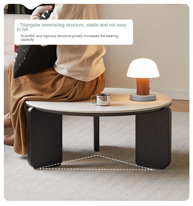 Solid Oak Wood Coffee Table with Slate Black Finish - Perfect for Living Room, Lounge, and Modern Home Decor