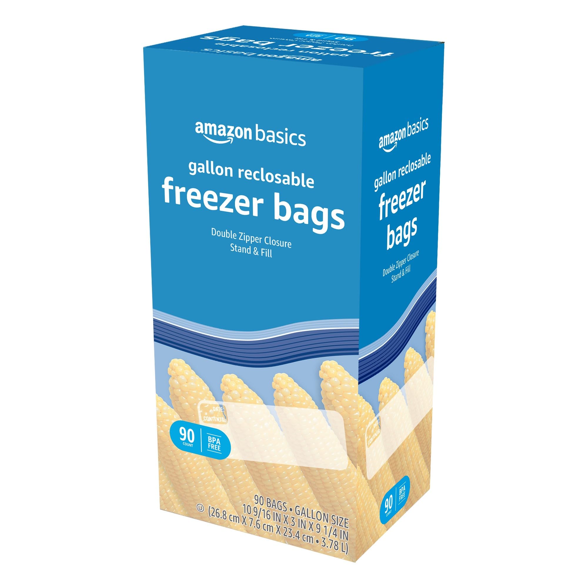 Amazon Basics Freezer Gallon Storage Bags - 90 Count Heavy Duty Freezer Safe Bags for Food Storage, Meal Prep & Bulk Freezing (Previously Solimo) | Ideal for Freezing Soups, Fruits, Vegetables & Leftovers