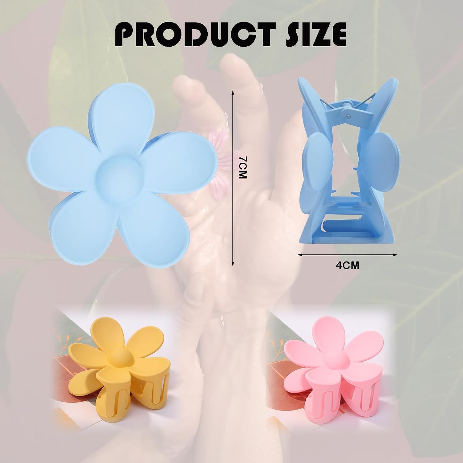 4 Pcs Matte Flower Hair Clips for Women & Girls - Large Non-Slip Claw Clips in Multicolor - Perfect for School, Work, and Everyday Hairstyles