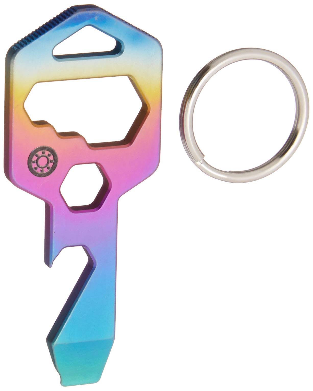 CLOSS 8-in-1 Titanium Multitool Keychain - Bottle Opener, Screwdriver & Wrench Set in Rainbow Colors | Compact EDC Tool for Camping, Hiking & Everyday Carry