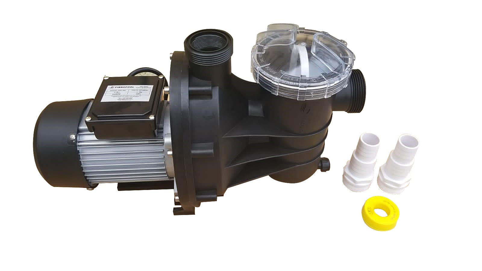 FibroPool 0.5HP Swimming Pool Pump for Above Ground Pools - Energy Efficient 1/2 HP Single Speed Motor with Clear Top Lid - USA Designed & Assembled - Includes Hose Adapters - Perfect for Backyard, Inground & Small Pools - ABG050