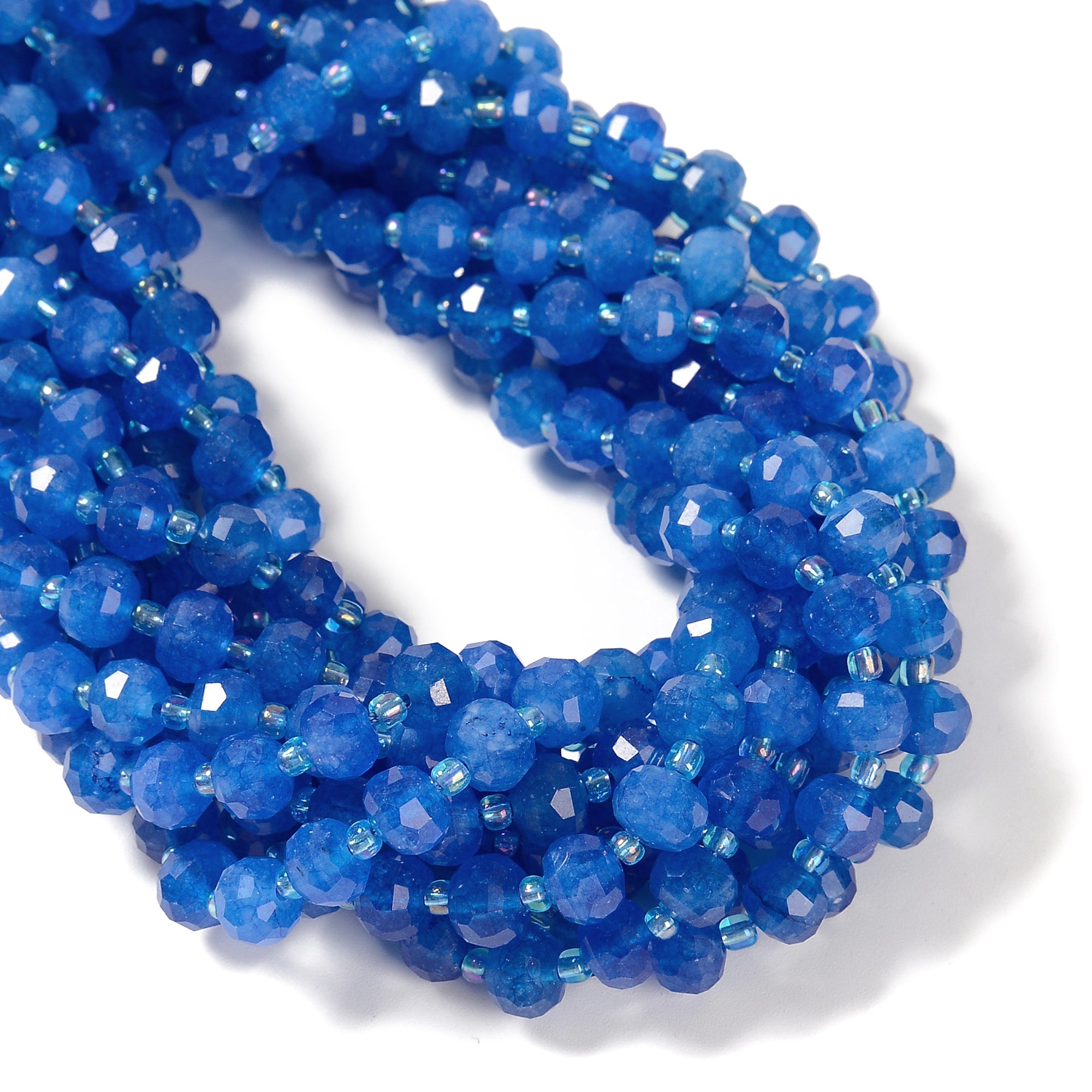 Natural Blue Agate Dyed Jade Faceted Rondelle Beads 6x8mm - 15.5 Inch Strand for Jewelry Making, DIY Bracelets & Necklaces
