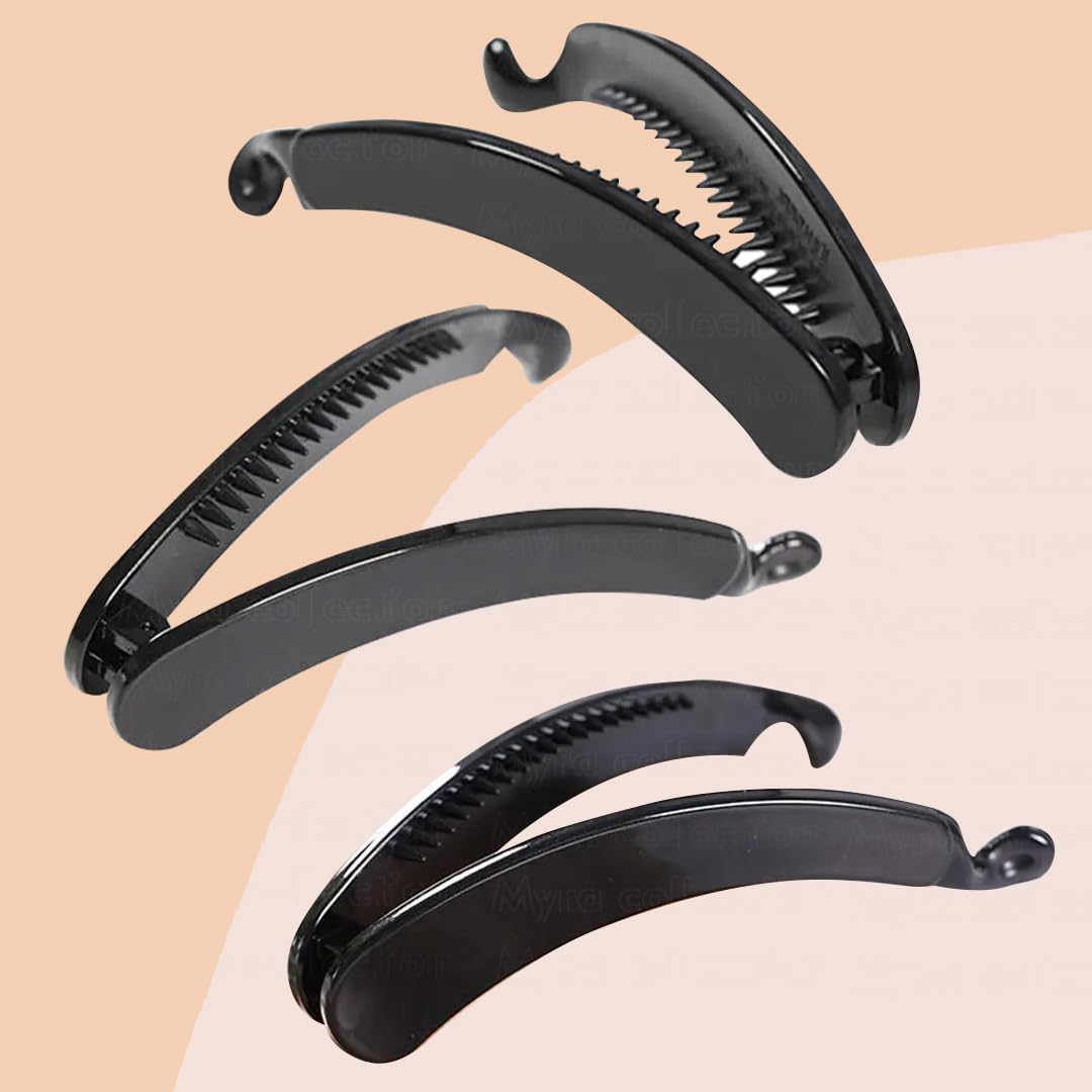 Myra Collection 3-Piece Plastic Hair Claw Set - Fashionable Hair Clips for Women & Girls - Perfect for School, Work, and Everyday Styling