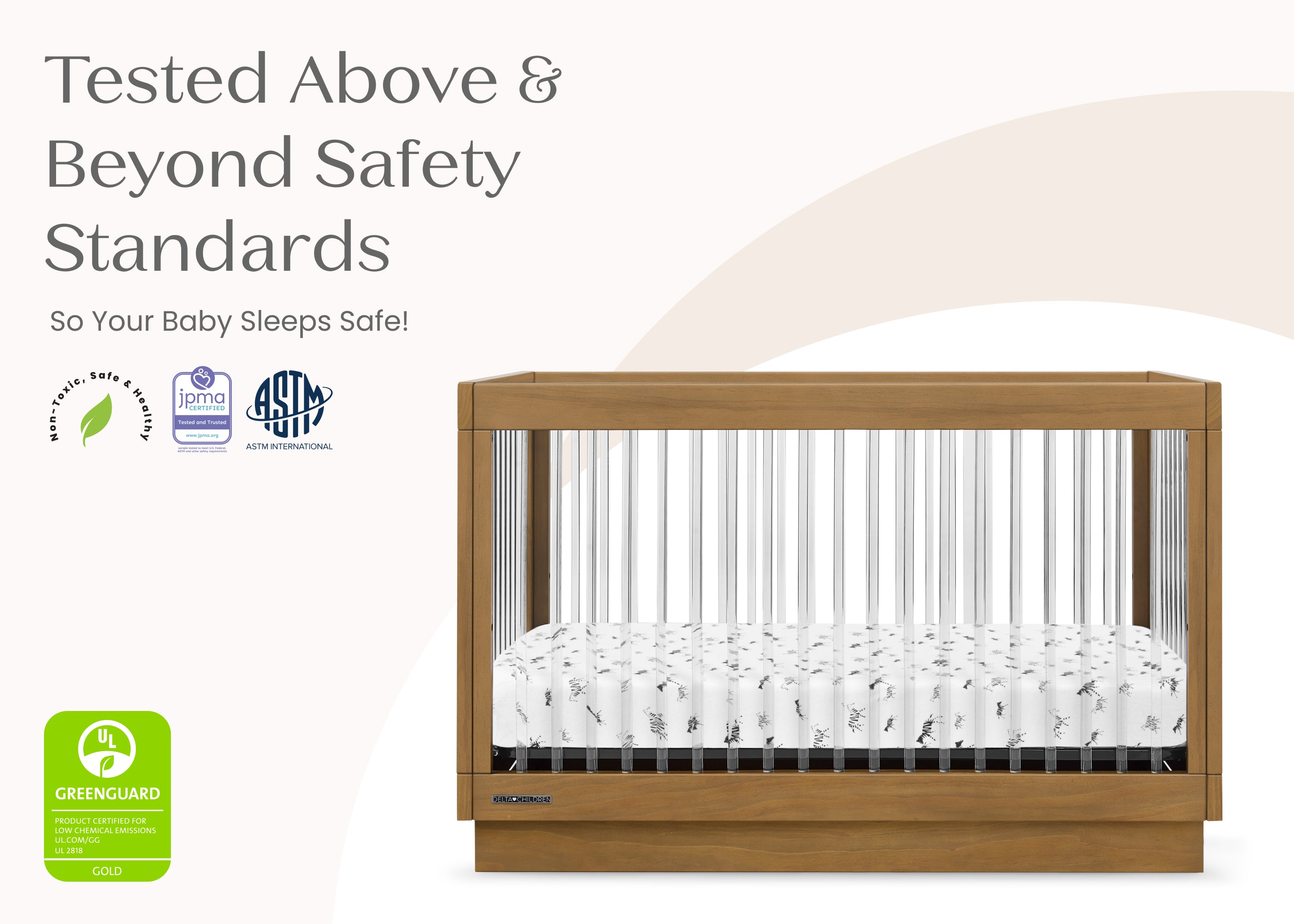 James Acrylic 4-in-1 Convertible Baby Crib - Toddler Bed, Daybed & Full-Size Bed | Modern Nursery Furniture for Boys & Girls | Perfect for Small Spaces & Growing Families