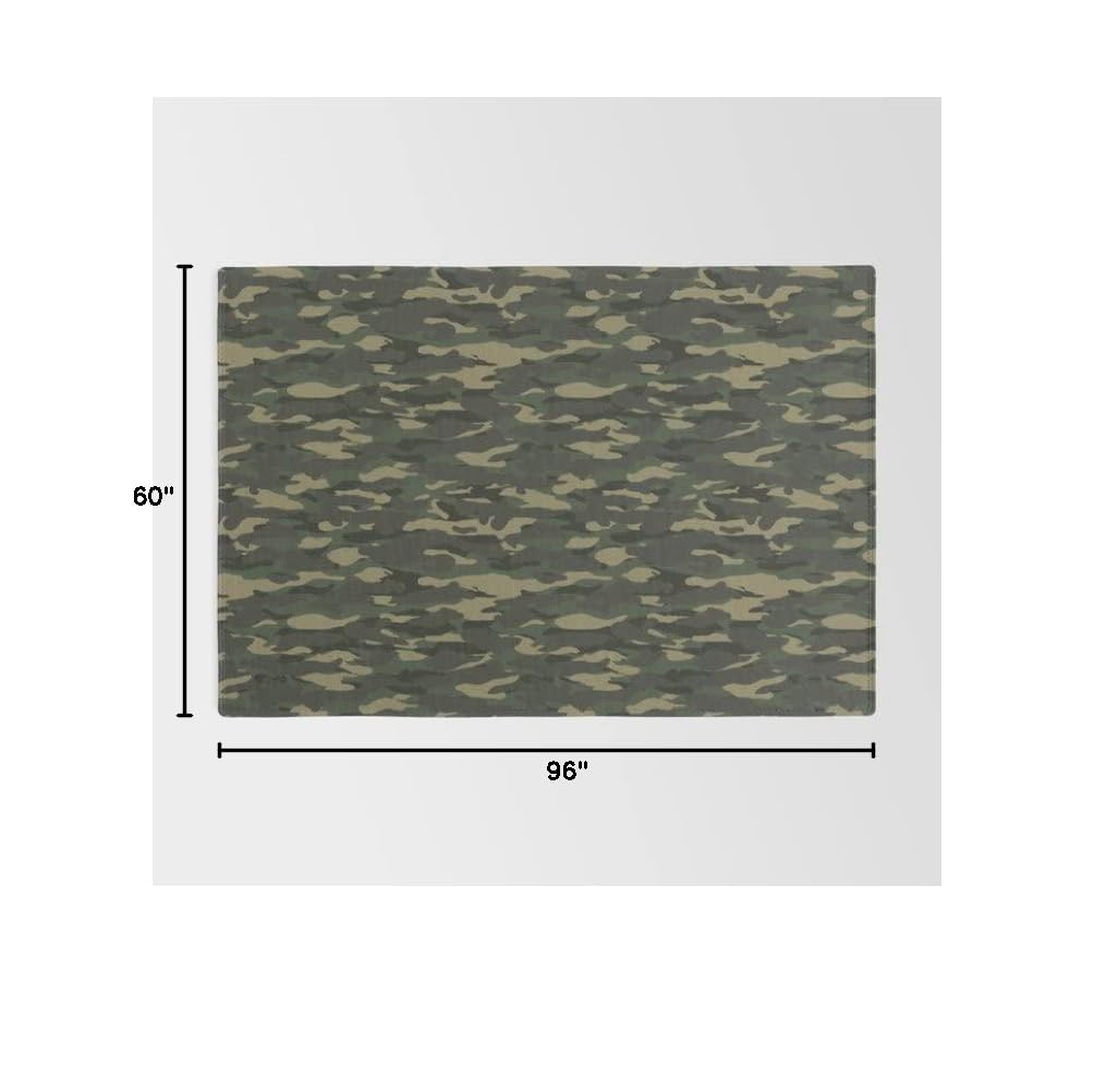 Camo Rug for Boys & Kids - Green & Gray Camouflage Floor Rug 3'x5', 4'x6', 5'x8' - Large Camo Decor Rug for Children's Room, Playroom & Bedroom