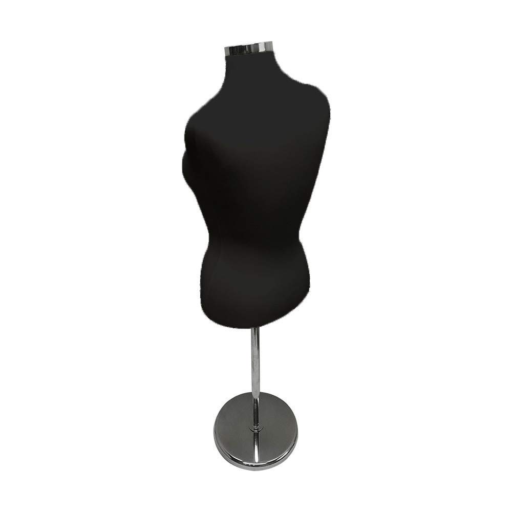 Adjustable Female Mannequin Torso with Chrome Base - Black Dress Form for Clothing Display, Fitting, and Tailoring | Perfect for Boutiques, Fashion Design, and Sewing Studios