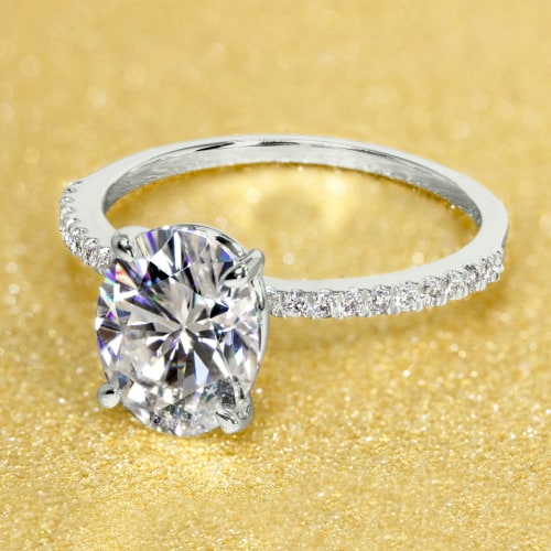 14K White Gold Oval Cut Diamond Engagement Ring for Women - Elegant Wedding & Proposal Jewelry Gift