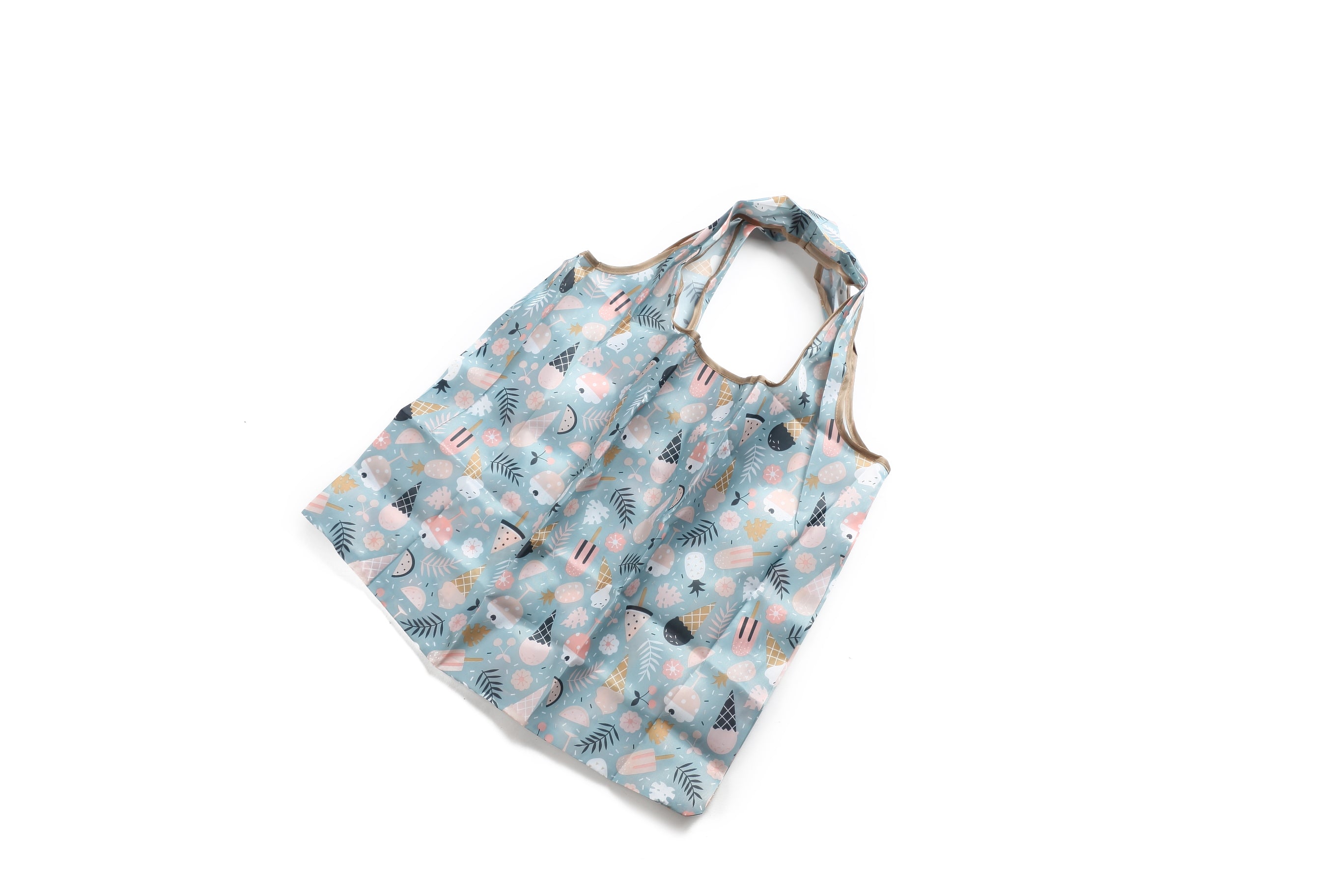 Foldable Tote Bag for Women - Jackie Style in Ice Cream Blue | Lightweight & Durable Shopping Bag for Groceries, Beach, Travel & Daily Use