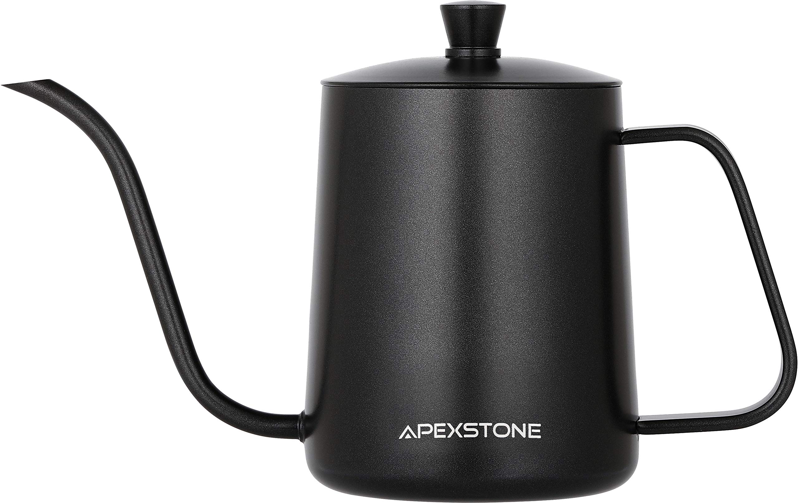 Apexstone 20 oz Gooseneck Pour Over Coffee Kettle - Stainless Steel Dripper Kettle for Precise Brewing - Perfect for Home Baristas & Specialty Coffee Lovers (Black) | Ideal for Pour Over, Chemex & V60 Coffee Brewing Methods