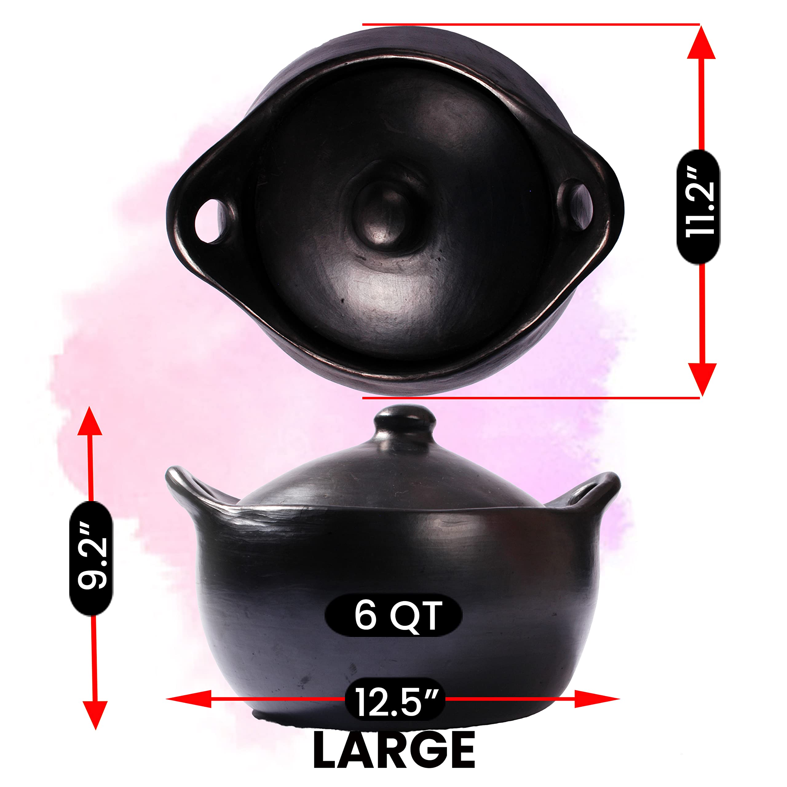 Authentic Chamba Clay Pot for Stews & Soups – 6 Quart Large Traditional Ancient Cookware – Perfect for Slow Cooking, Braising & Serving at Family Gatherings