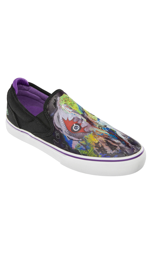 Emerica Wino G6 X Dinosaur Jr Slip-On Skate Shoes for Men - Black/Purple | Comfortable & Durable Sneakers for Skateboarding & Casual Wear