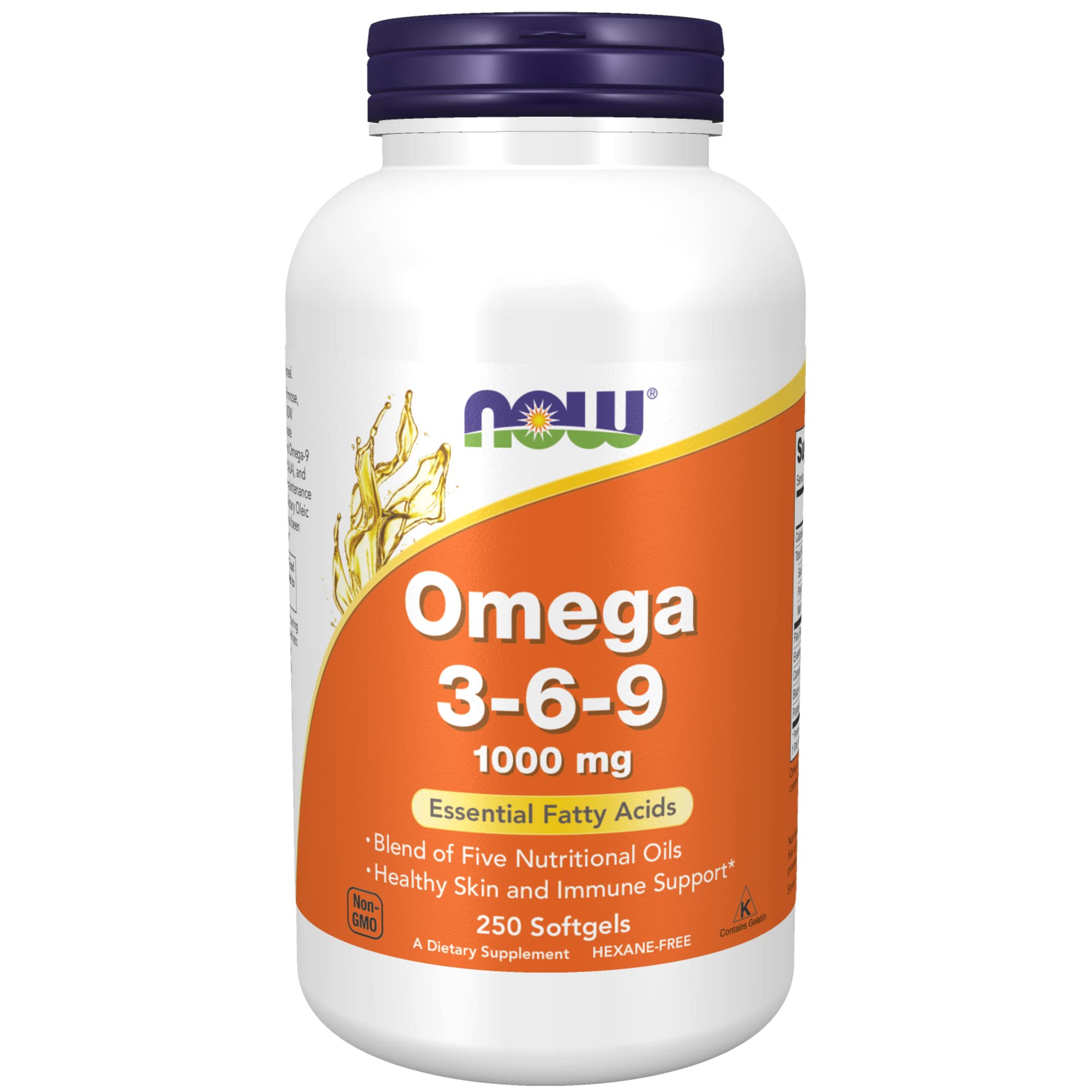 NOW Supplements Omega 3-6-9 1000mg Softgels - Flax Seed, Evening Primrose, Canola, Black Currant & Pumpkin Seed Oil Blend - 250 Count - Supports Heart, Brain & Joint Health - Perfect for Daily Wellness Routine