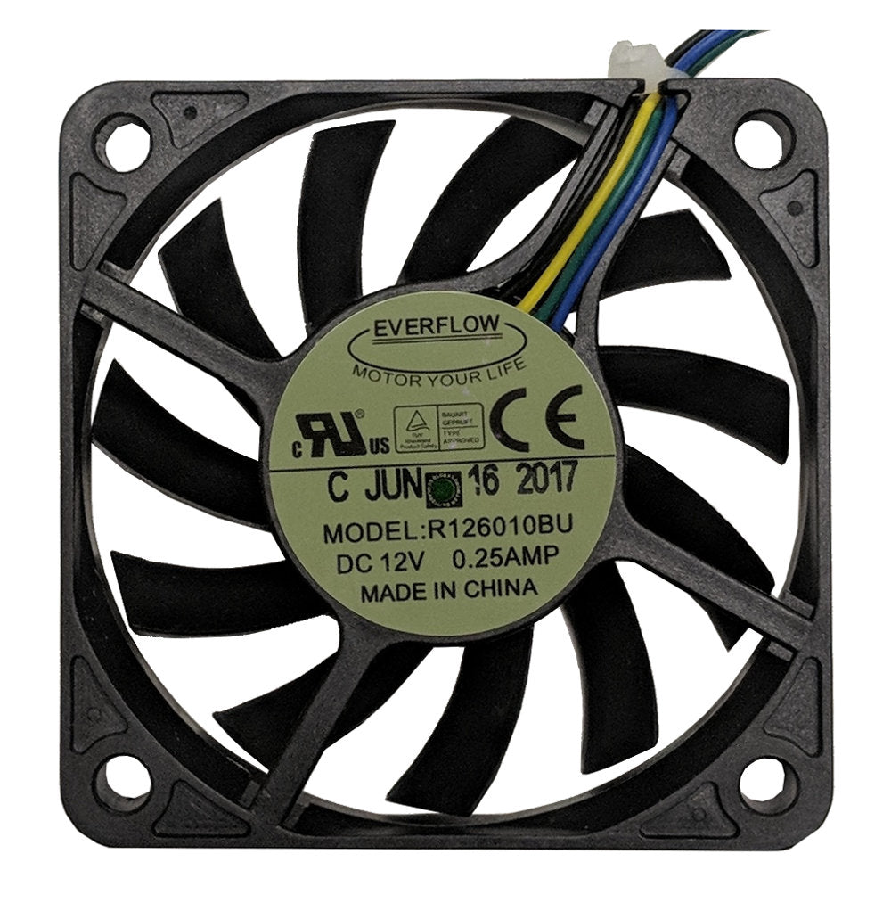Everflow 60x60x10mm 12V DC Cooling Fan with PWM Speed Control - R126010BUAF - Perfect for PC Cooling, Electronics Enclosures & 3D Printers