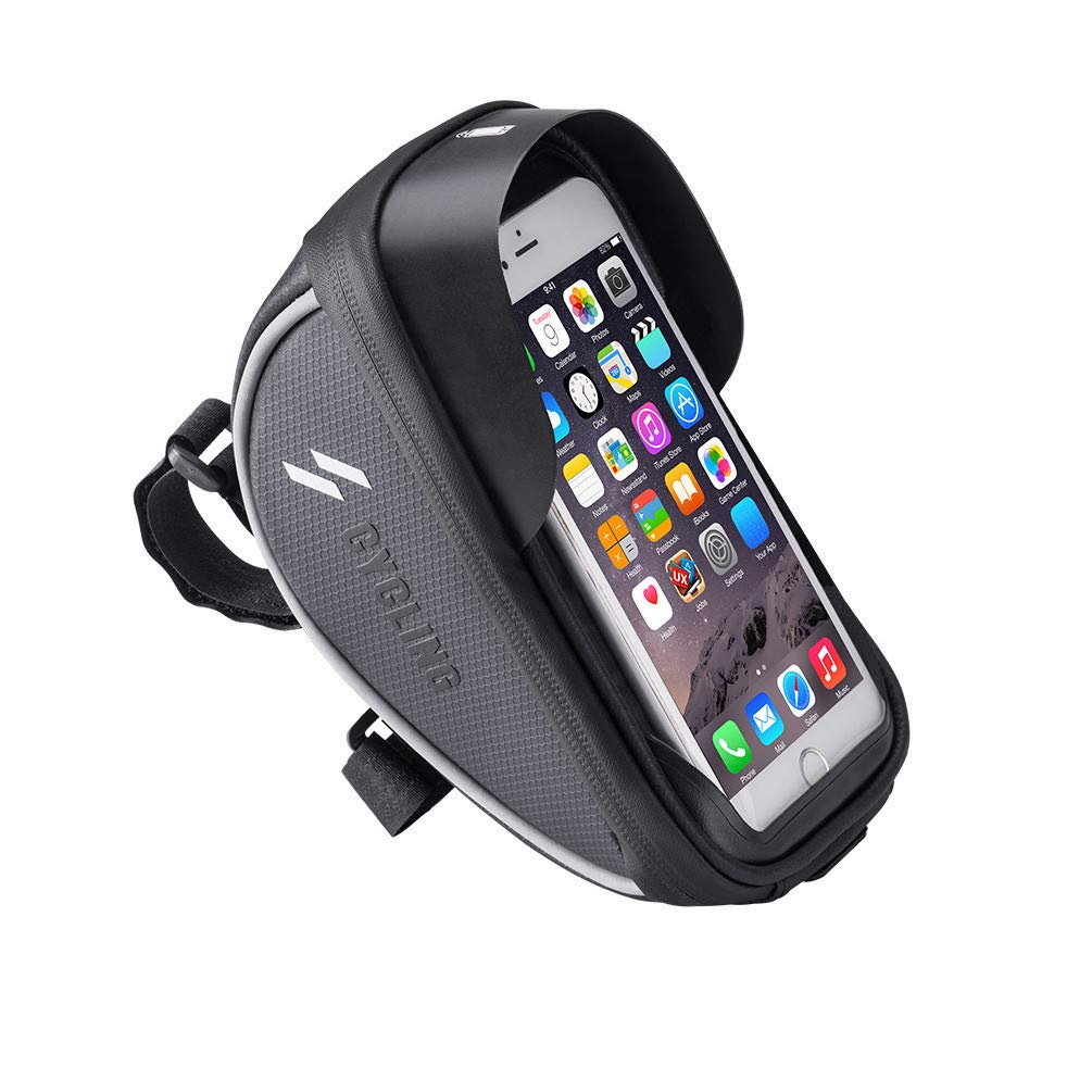 Waterproof Bike Handlebar Bag - 6 Inch Phone Holder for Cycling, Black Bicycle Accessory | Perfect for Commuting, Mountain Biking & Outdoor Adventures