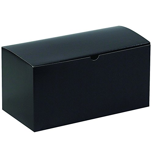 Premium 12x6x6 Inch Glossy Black Gift Boxes - Pack of 50 | Easy Assembly Holiday Birthday Party Favor Boxes | Perfect for Christmas Gifts, Wedding Favors & Corporate Events