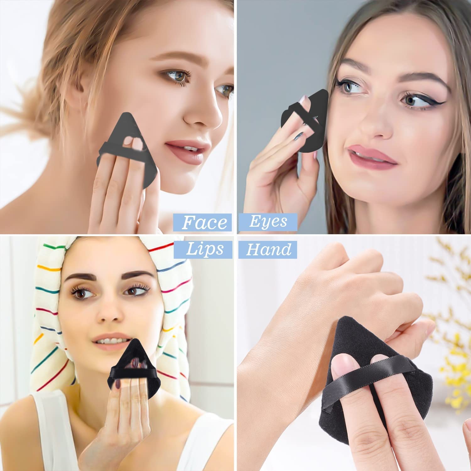 YRTOYS Triangle Soft Powder Sponge with Strap - Premium Foundation & Loose Powder Puff for Flawless Face & Body Makeup | Beauty Blender & Cosmetic Sponge Tool (Pack of 1, Multicolor) | Perfect for Daily Makeup, Contouring & On-the-Go Touchups