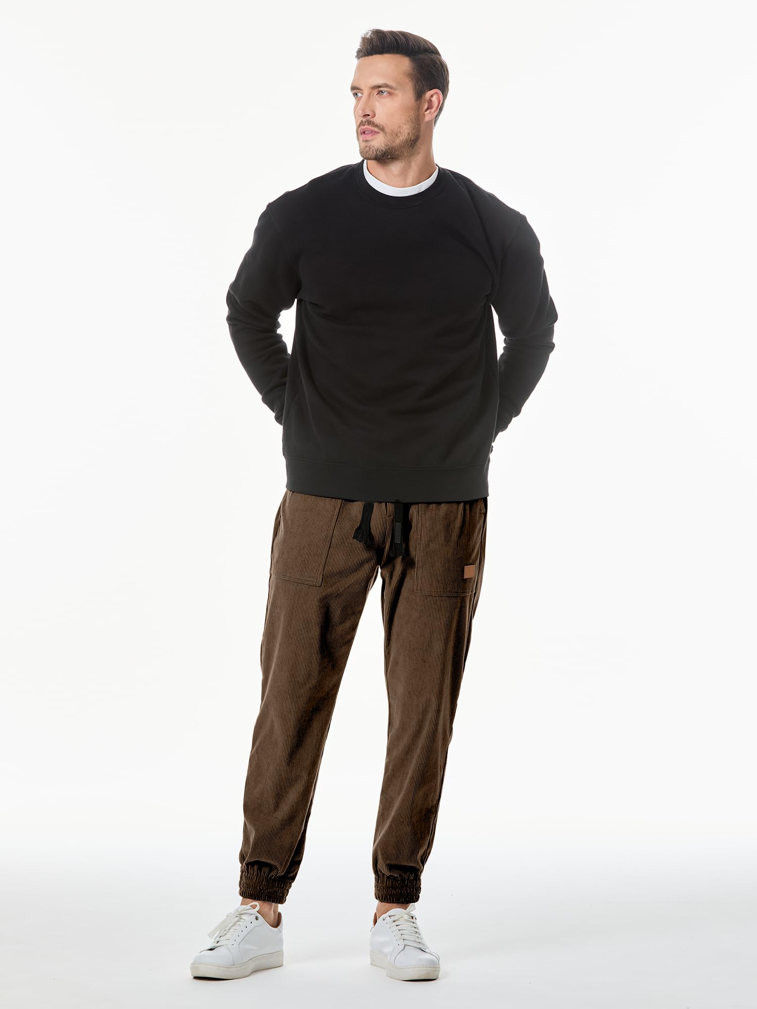**JMIERR Men's Corduroy Joggers - Casual Cargo Pants with Drawstring Elastic Waist, Baggy Tapered Sweatpants & Pockets | Perfect for Lounge, Streetwear & Outdoor Activities**
