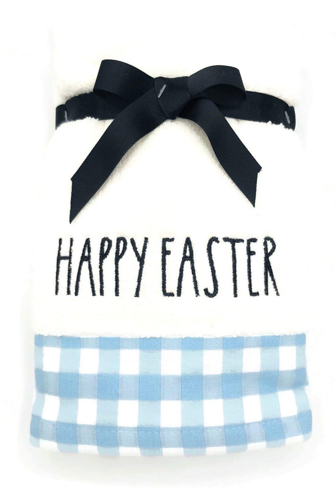 Rae Dunn Spring & Easter Hand Towels Set of 2 - Blue Plaid Embroidered Kitchen & Bath Towels for Easter Decor, Spring Home Decor - Perfect for Bathroom, Kitchen & Holiday Gift Giving