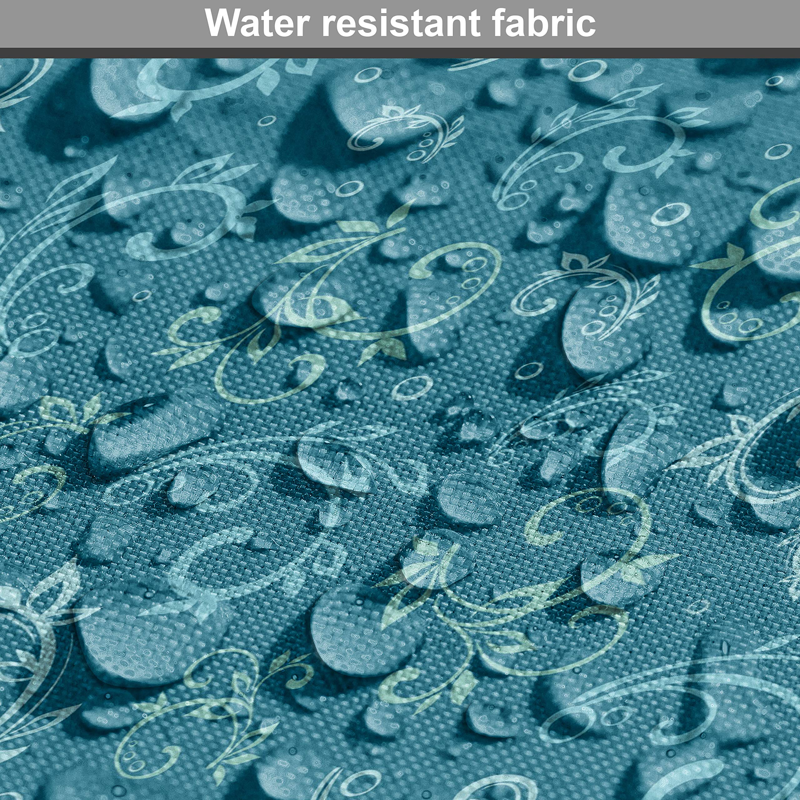 Ambesonne Garden Art Fabric by The Yard - Blue Monochrome Curlicue Branches & Bubbles Pattern - Upholstery & Home Decor Fabric (1 Yard, Petrol Blue & Seafoam) - Perfect for DIY Curtains, Pillow Covers & Craft Projects