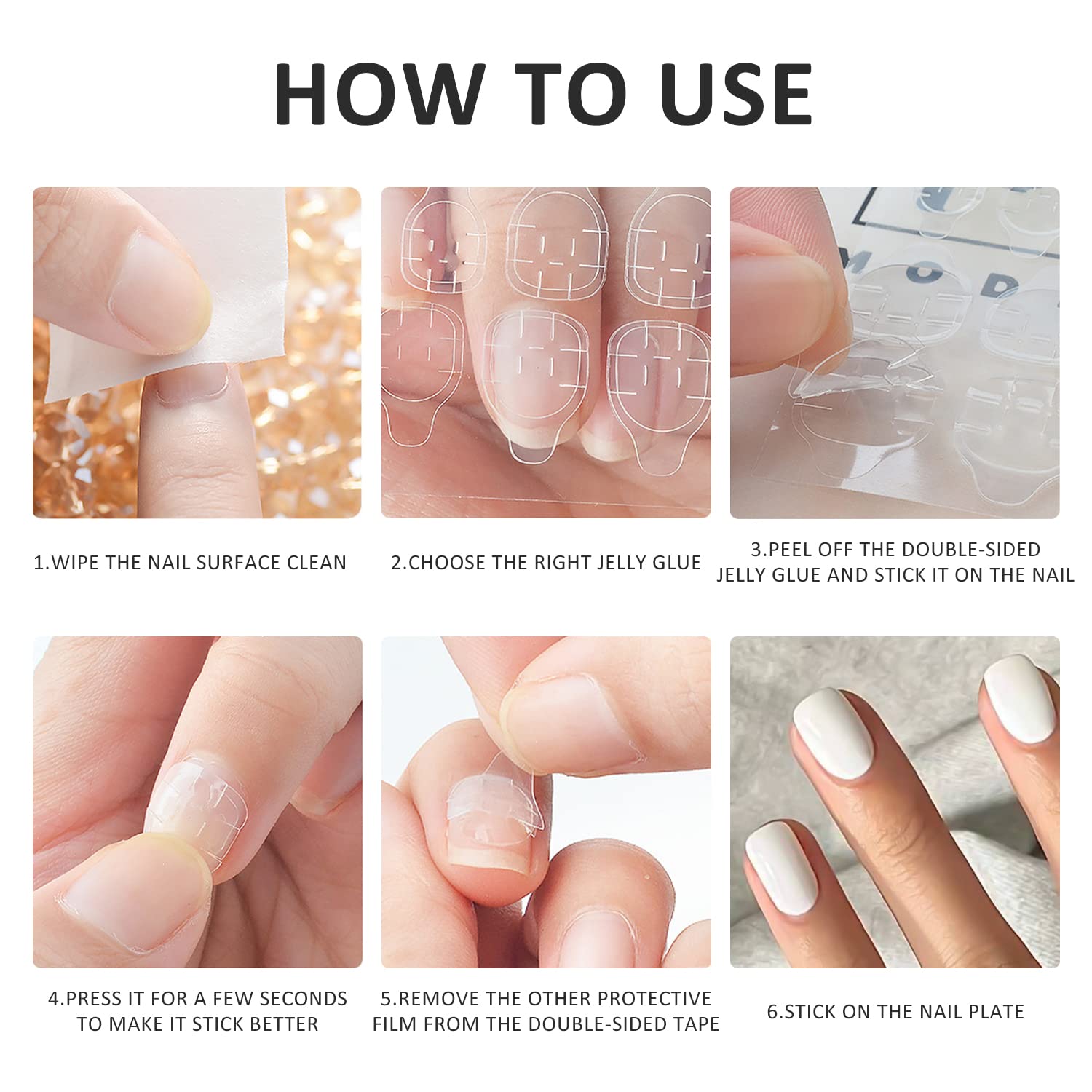 288PCS Frosted Ballet Press On Nails with 4 Sheets Jelly Glue & 4 Double-Sided Nail Files - DIY Full Coverage False Nails Almond Shaped Tips for Manicure, Parties, Weddings & Special Occasions