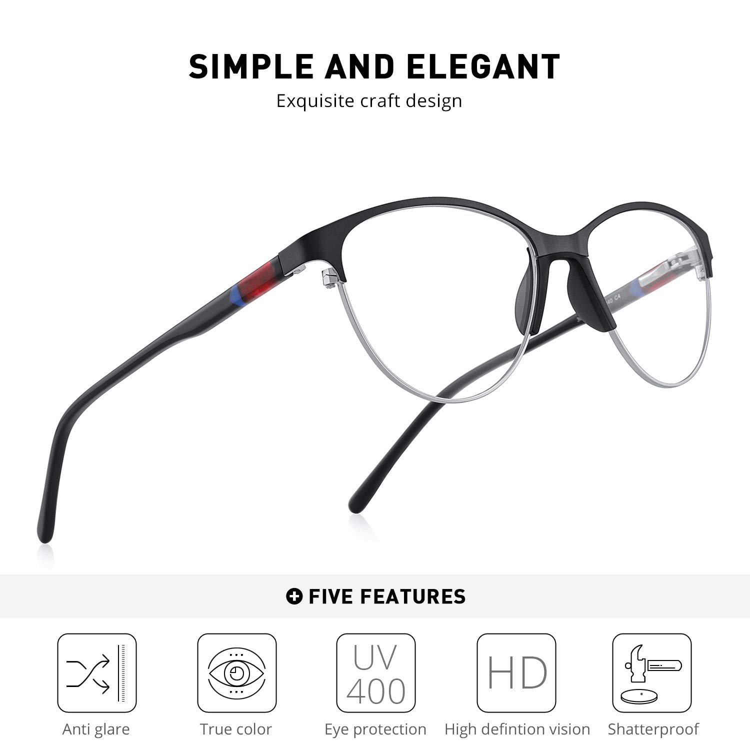 Stylish Acetate Reading Glasses for Women - Retro Cat Eye Computer Glasses with Spring Hinges & Comfortable Acetate Frames | Perfect for Reading, Office Work & Screen Time