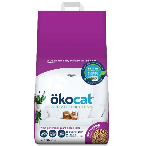 ökocat Original Less Mess Wood Cat Litter - 14lb Natural Pine Pellet Litter for Odor Control | Low Tracking & Dust-Free | Ideal for Multi-Cat Homes & Small Spaces