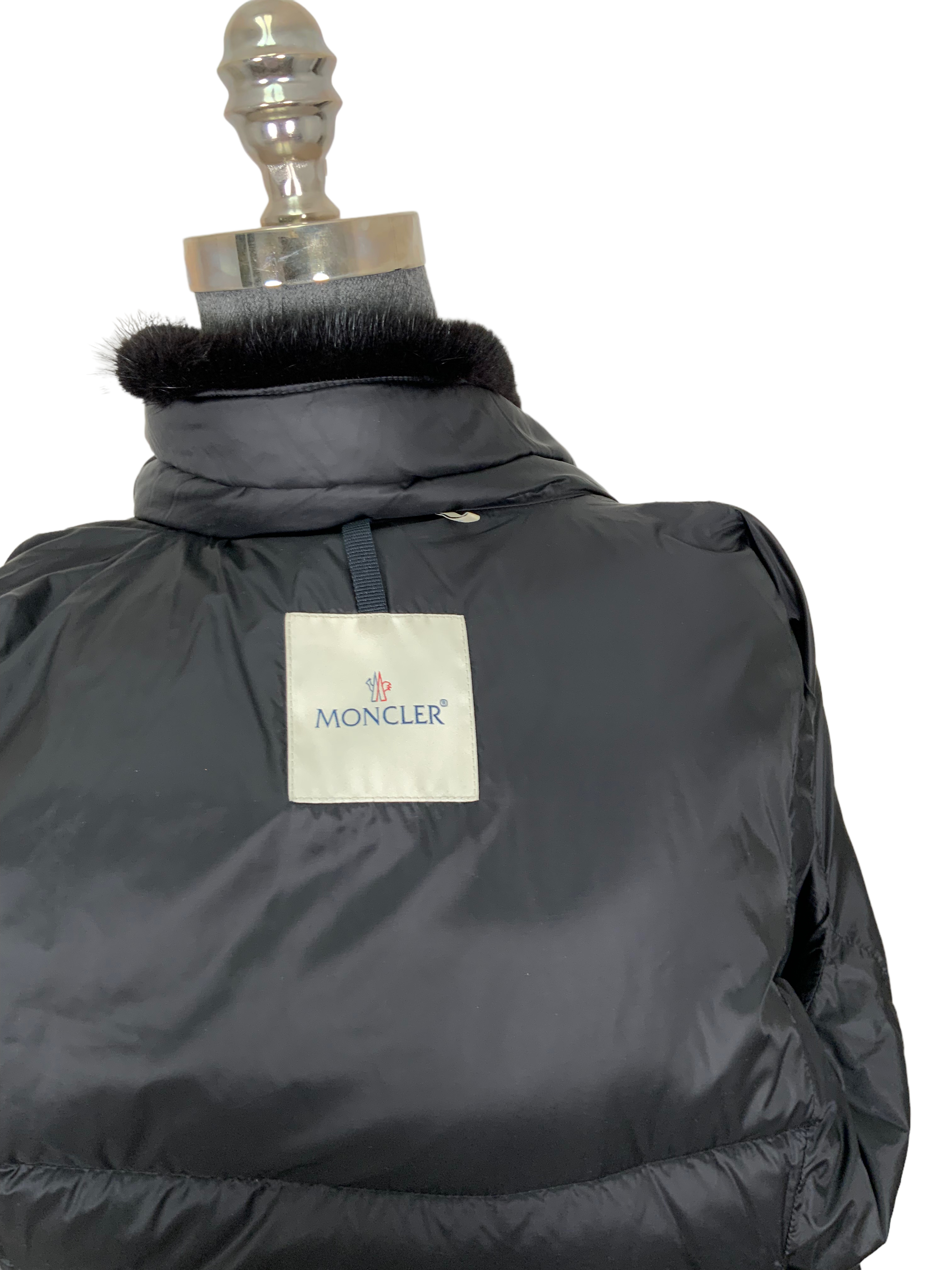 MONCLER Quilted Nylon Puffer Jacket with Fur Trim - Size L for Women | Winter Coat for Cold Weather, Skiing & Outdoor Activities